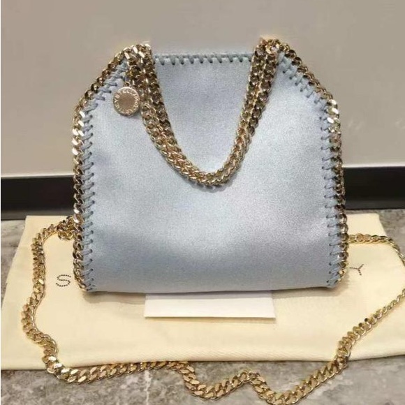 Stella McCartney Handbags - Stella McCartney Light Blue Chain-Trim Shoulder Bag